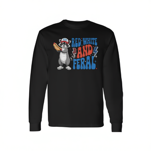 T-shirt à manches longues pour garçons, motif raton laveur patriotique, rouge, blanc et sauvage, pour le 4 juillet - Product Image 2