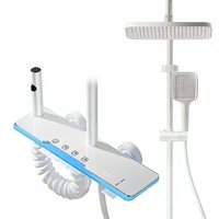 Système de douche intelligent en alliage d'aluminium moderne avec affichage numérique, touches piano et cascade, et affichage LED de la température