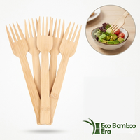 Ecologisch verantwoorde 170mm wegwerp bamboe vorkjes, FDA LFGB goedgekeurd, biologisch afbreekbaar houten bestek voor feestjes en barbecues