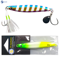 Leurre de pêche en mer à rayures métalliques phosphorescentes 30g-100g pour la pêche au jigging lent de groupers, barres et autres poissons de mer en haute mer