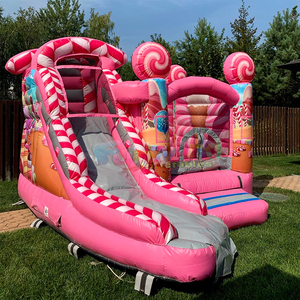 Backyard kids outdoor party bouncer sweet country combo slide commercial <b>inflatable</b> candyland bouncy castle - Product Image 2