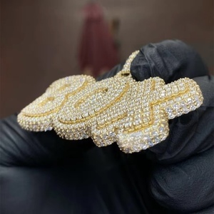 Colgante de Letra Personalizado de Plata 925 con Baño de Oro de 18K, Diamantes VVS y Moissanita, de Lujo, Estilo Hip Hop, Bicolor, con Piedras Brillantes - Product Image 4
