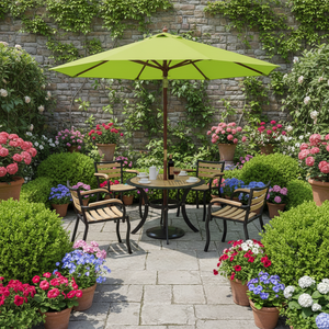 Ombrellone da Esterno in Legno Impermeabile Stile Cinese, Forma Ottagonale/Quadrata, con Manovella/Paranco Regolabile per <span class=keywords><strong>Giardino</strong></span> e Arredamento da Patio - Product Image 2