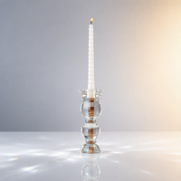Porte-bougie en cristal à corps diamanté facetté, bougeoir à double boule, base octogonale, coupe tulipe, décoration moderne pour la maison, table à manger