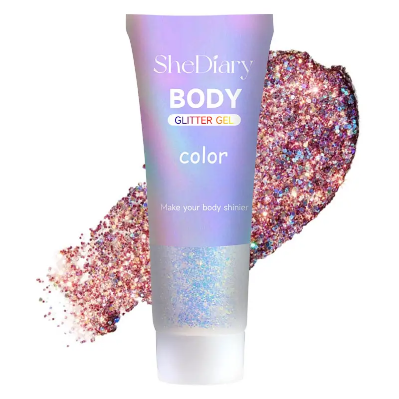 SheDiary festival festa facial glitter gel Natal lantejoulas cremoso glitter para rosto e corpo gel olho lábio corpo gel glitter