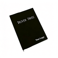 Carnet de notes classique en cuir PU noir, style anime japonais, avec stylo à plume véritable et marque-page, idéal pour Halloween, cosplay et cadeaux de fête