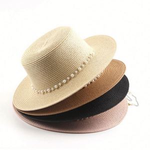 Chapeaux de soleil en papier pour la plage, vente en gros, style décontracté, pour femmes, avec chaîne de perles, pour la pêche et les voyages - Product Image 2