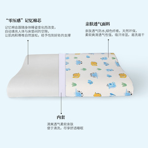 Children's Memory Foam <b>Pillow</b> Rectangular Wavy <b>Neck</b> Support <b>Pillow</b> For Kids Cartoon Dinosaur Design Medium Firmness - Product Image 4