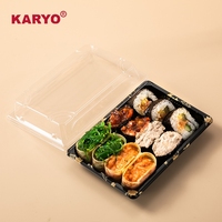 1105 gros Bento emballage à emporter plateau à Sushi à emporter boîte à Sushi en plastique jetable avec couvercle transparent