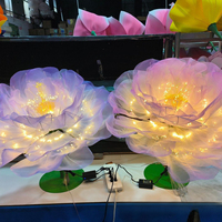 Pivoine géante en soie à ouverture et fermeture automatiques, fleurs motivantes avec lumières LED, décorations pour mariage et fêtes