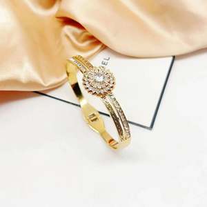 Crystal Bracelet PVD Gold Plated 316L Stainless Steel Elegant Design Women's Jewelry - Product Image 1