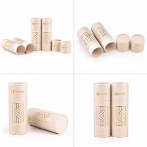 Boîte en carton ronde élégante rose <span class=keywords><strong>nude</strong></span>, emballage de luxe en tube géométrique avec feuille d'or pour huiles essentielles et parfums - Product Image 2