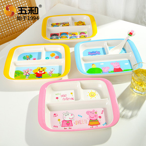 B.Duck Kids <b>Dinner</b> <b>Tray</b> Melamine 3 Compartment Cartoon Design For Children Feeding - Product Image 2