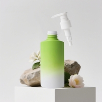 Bouteille pompe PET dégradée 150 ml pour huile essentielle capillaire et shampoing, avec logo personnalisé, vert mat, emballage cosmétique, distributeur, col 24 mm