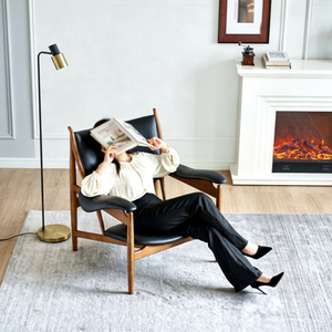 <b>Mid</b>-<b>Century</b> Modern Office Executive <b>Chair</b> Stainless Steel Frame Genuine Leather Multi-functional for Living Room - Product Image 6