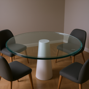 Tempered Glass <b>Table</b> Top Round 32-Inch <b>Clear</b> 1/2-Inch Thick Beveled Edge for Dining <b>Table</b> - Product Image 2