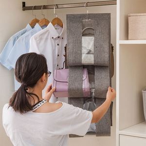Folding Clear Hanging Purse Handbag Organizer Space-Saving Bag Collection Storage Holder for <b>Wardrobe</b> Closet - Product Image 4