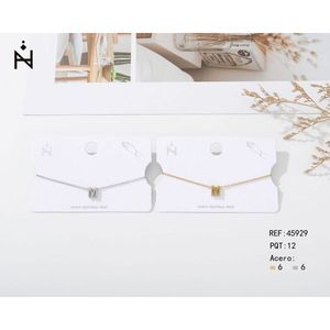 Plusera M Bracelet Stainless Steel <b>Initial</b> M <b>Necklace</b> Gold <b>Silver</b> Tone Jewelry Gift For Women Men Unisex - Product Image 1