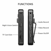 Mini enregistreur vidéo de poche CMOS avec clip, stockage MicroSD/TF, 1080P, vision nocturne (N&B) en forme de bouton
