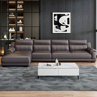 Ensemble de canapés en cuir véritable de style italien, chaise longue en cuir pleine fleur, dossier rembourré, cadre en bois massif mobile, pour salons d'angle