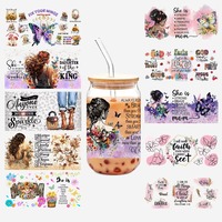 Prêts à être expédiés : Enveloppes UV DTF pour gobelets 16oz, imperméables, 3D, en verre, autocollants UV DTF, motifs de citations inspirantes et de designs pour gobelets