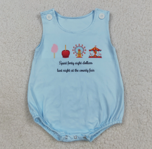 SR3056 신생아 아기 민소매 카운티 페어 블루 프린트 버블 롬퍼 아기 남아 여름 롬퍼 옷 - Product Image 3