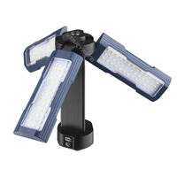 Lampe de travail LED rechargeable portable robuste à double couleur avec base magnétique, batterie externe d'urgence et lampe torche de garage