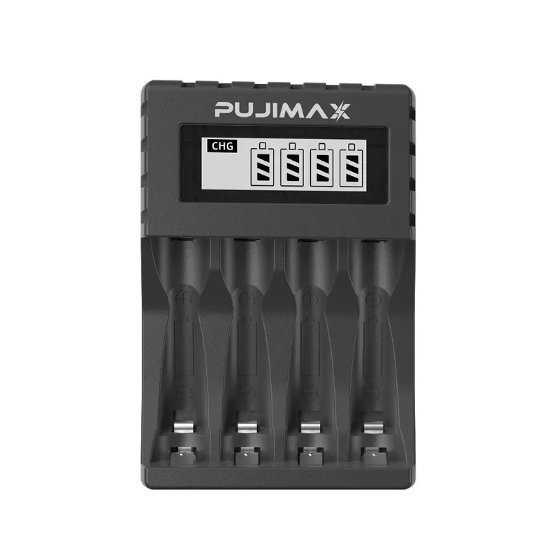 PUJIMAX 4 slots smart 1.5v li-ion usb battery charger aa aaa 1.5v rechargeable lithium battery charger aa aaa battery charger