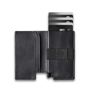 RFID — <span class=keywords><strong>portefeuille</strong></span> mince fait à la main, étui en <span class=keywords><strong>cuir</strong></span> avec blocage de carte d'accès rapide, pochette avant, pour voyage avec boîte-cadeau double pli - Product Image 2