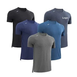 T-shirts de course pour hommes 180g, col rond, respirants, séchage rapide, jersey d'entraînement, coupe classique, t-shirts de sport unis pour la salle de sport, le jogging et l'entraînement - Product Image 2