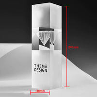 Trophée carré en verre dépoli simple avec logo gravé au laser en forme de diamant, pour le prix du meilleur employé annuel de l'entreprise