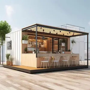 Pengiriman 20/40 kaki kontainer desain bar wadah Kafe/toko/Stan wadah restoran untuk dijual