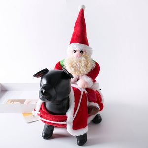 Costume amusant de Père Noël montant un chien - Tenue festive pour animaux de compagnie pour les fêtes de Noël et les accessoires photo - Product Image 2