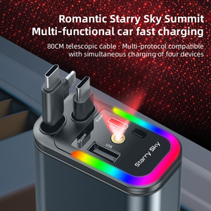 Nuevo Cargador <span class=keywords><strong>de</strong></span> Coche Retráctil Starlight con LED, Cargador <span class=keywords><strong>de</strong></span> Coche <span class=keywords><strong>de</strong></span> Carga Rápida Dual PD 120W USB C <span class=keywords><strong>para</strong></span> <span class=keywords><strong>iPhone</strong></span>/Tablet Android - Product Image 4