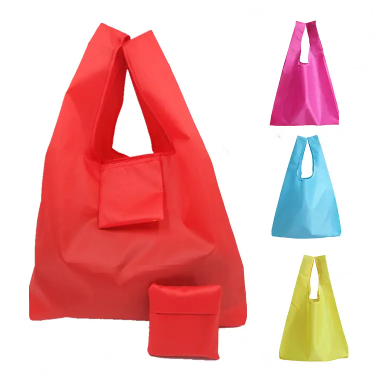 Sac fourre-tout pliable en nylon, petit disque, sacs de shopping bon marché, pour les courses