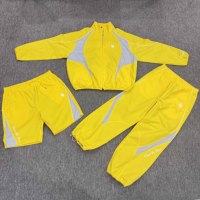 Vente en Gros Ensemble de Survêtement Homme Personnalisé Color Block Patchwork Coupe-Vent en Nylon Veste Zippée et Pantalon