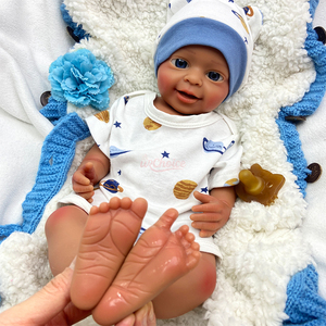 Muñeca Afroamericana <span class=keywords><strong>Reborn</strong></span>, Muñecas Bebé <span class=keywords><strong>Reborn</strong></span> de Piel Oscura, Juguete Suave, Anatómicamente Correcto, Muñecas <span class=keywords><strong>Reborn</strong></span> con Boca Abierta para Coleccionistas - Product Image 5