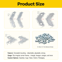 Supports d'angle muraux en aluminium zingué sur mesure pour l'assemblage de cadres triangulaires, hexagonaux et octogonaux – Connecteurs de jonction