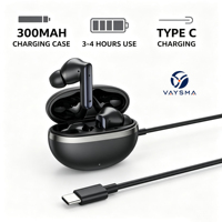 Écouteurs TWS noirs avec réduction de bruit ANC ENC, écouteurs sans fil intra-auriculaires, audio HD, embouts en silicone souple pour le sport quotidien