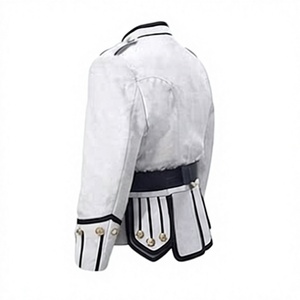 Veste doublette écossaise blanche pour homme, uniforme de groupe, en laine, coupe classique, boutons recouverts, col montant, brodée, Performance - Product Image 4