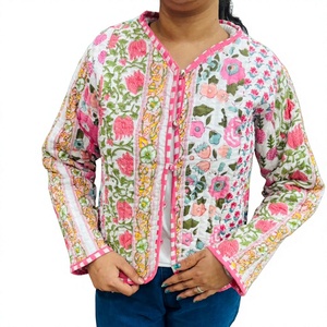 New Cotton Women's <b>Quilted</b> <b>Jacket</b> Block Printed Boho Style <b>Quilted</b> Handmade <b>Jackets</b>, Gifts Button Closer <b>Jacket</b> for Women Gifts - Product Image 1