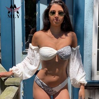 Custom Print Bandeau Badpak Off Shoulder Eco-Vriendelijke Damesbadkleding