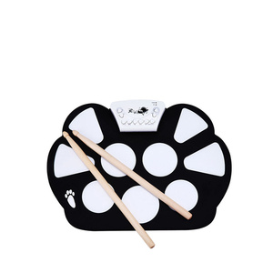 Hand Roll Drum Kit Instrumento musical para niños Kit de batería electrónica Juego de batería de silicona portátil - Product Image 1
