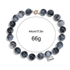 שרשרת חרוזים עגולה פשוטה בעיצוב אישי, אביב וקיץ סִגְנוֹן חדשה, עבודת יד, צבעונית, 18 מ\\\"מ, שרשרת חרוזים עם חוט שעווה קשור, לנשים - Product Image 5