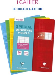 Notebook con pinzatura 63796C per disabilità visive 17X22 cm 96 grandi quadrati neri 2.5mm ingranditi 10/10 carta bianca da 90 g - Product Image 2