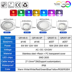 Lumière LED sous-marine pour piscine et <span class=keywords><strong>spa</strong></span>, personnalisée, 6 pouces, 50 pieds, AC12V, changement de couleur, pour piscines et spas - Product Image 2