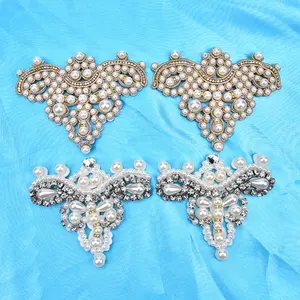 Pearl Rhinestone Applique Flatback Sew On Crystal Patches For Wedding Dress DIY Decoration Belt Shoes Bags Fabric Sticker