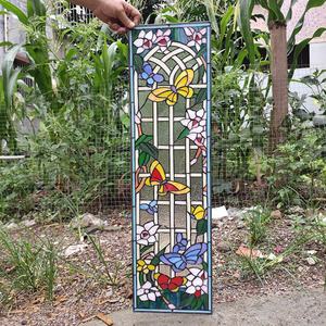 Panel de Vidrio Tiffany Sólido Suministrado por Fábrica, 50*85 CM, Estilo Campestre, Diseño de Mariposa, Doble Acristalamiento - Product Image 4