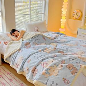 100% Polyester petit jet léger corail velours Ins Style motif brodé pour climatisation canapé couverture pause déjeuner - Product Image 2