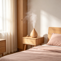 Diffuseur d'huiles essentielles pour la maison, texture bois, humidificateur ultrasonique à brume froide, veilleuse LED douce pour bureau